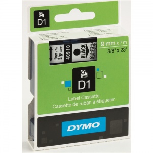 Dymo 9mm Black On Clear D1 Tape (40910)