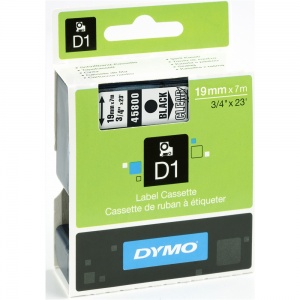 Dymo 19mm Black On Clear D1 Tape (45800)