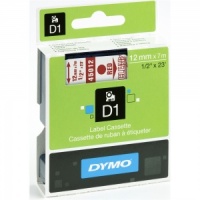 Dymo 12mm Red On Clear D1 Tape (45012)