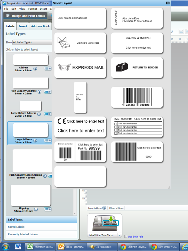 How to create a new label with the free Dymo LabelWriter software