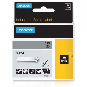 Dymo Rhino 12mm Black on Grey Vinyl Tape (1805413)