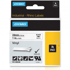 Dymo Rhino 24mm Black on White Vinyl Tape (1805430)