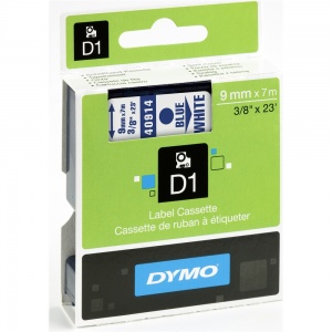 Dymo 9mm Blue On White D1 Tape (40914)