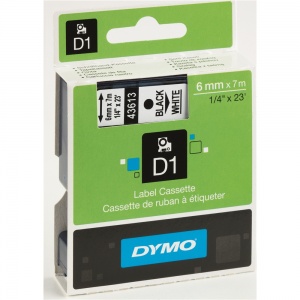 Dymo 6mm Black On White D1 Tape (43613)
