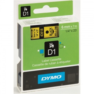 Dymo 6mm Black On Yellow D1 Tape (43618)