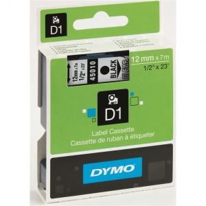 Dymo 12mm Black On Clear D1 Tape (45010)