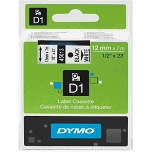 Dymo 12mm Black On White D1 Tape (45013)