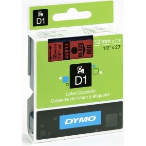 Dymo 12mm Black On Red D1 Tape (45017)