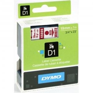 Dymo 19mm Red On White D1 Tape (45805)