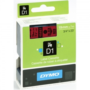 Dymo 19mm Black On Red D1 Tape (45807)