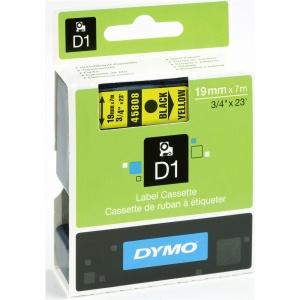 Dymo 19mm Black On Yellow D1 Tape (45808)