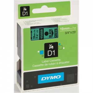 Dymo 19mm Black On Green D1 Tape (45809)