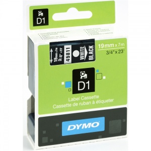 Dymo 19mm White On Black D1 Tape (45811)
