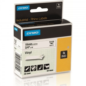 Dymo Rhino 19mm Black on White Vinyl Tape (18445)