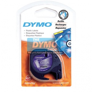 Dymo 12mm Black On Clear LetraTAG tape (12267)