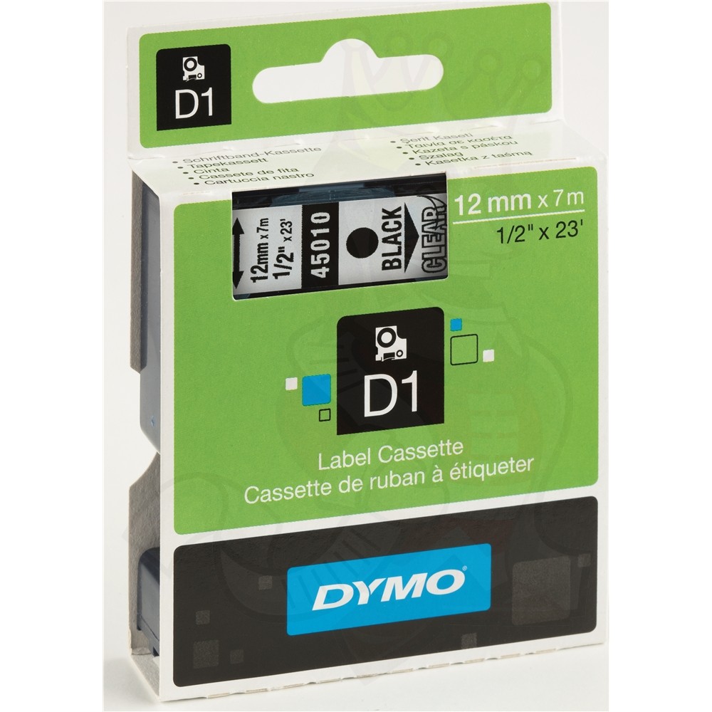Dymo 3PK 12mm Black on Clear Label Tape For DYMO LW LP LM Standard D1 45010 Cassette 