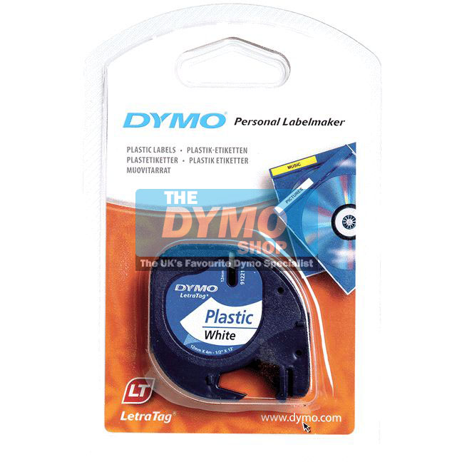 5 Label Tape 91204 DYMO LT-100H 12mm 4m Plastic Label Tape Farbe Rot Blau Weiß 