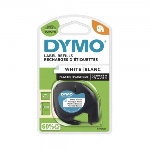 Dymo 12mm White Plastic LetraTAG tape (91201/91221)