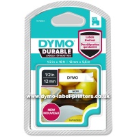 Dymo DURABLE 12mm Black On White D1 Tape - NEW!