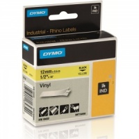 Dymo Rhino 12mm Black on Yellow Vinyl Tape (18432)