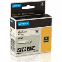 Dymo Rhino 12mm Black on White Vinyl Tape (18444)