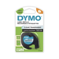 Dymo 12mm Black On Clear LetraTAG tape (12267)