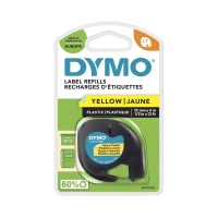 Dymo 12mm Yellow Plastic LetraTAG tape (91202)